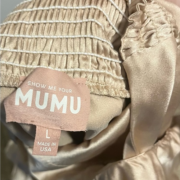 Show Me Your Mumu Gold Off Shoulder Dress with Smocked Back Size Large - Picture 2 of 3